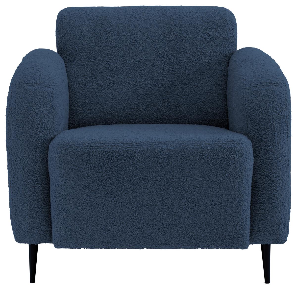 Sessel Marone Blau Teddystoff - Blau/Schwarz, MODERN, Textil/Metall (85/76/90cm) - Livetastic