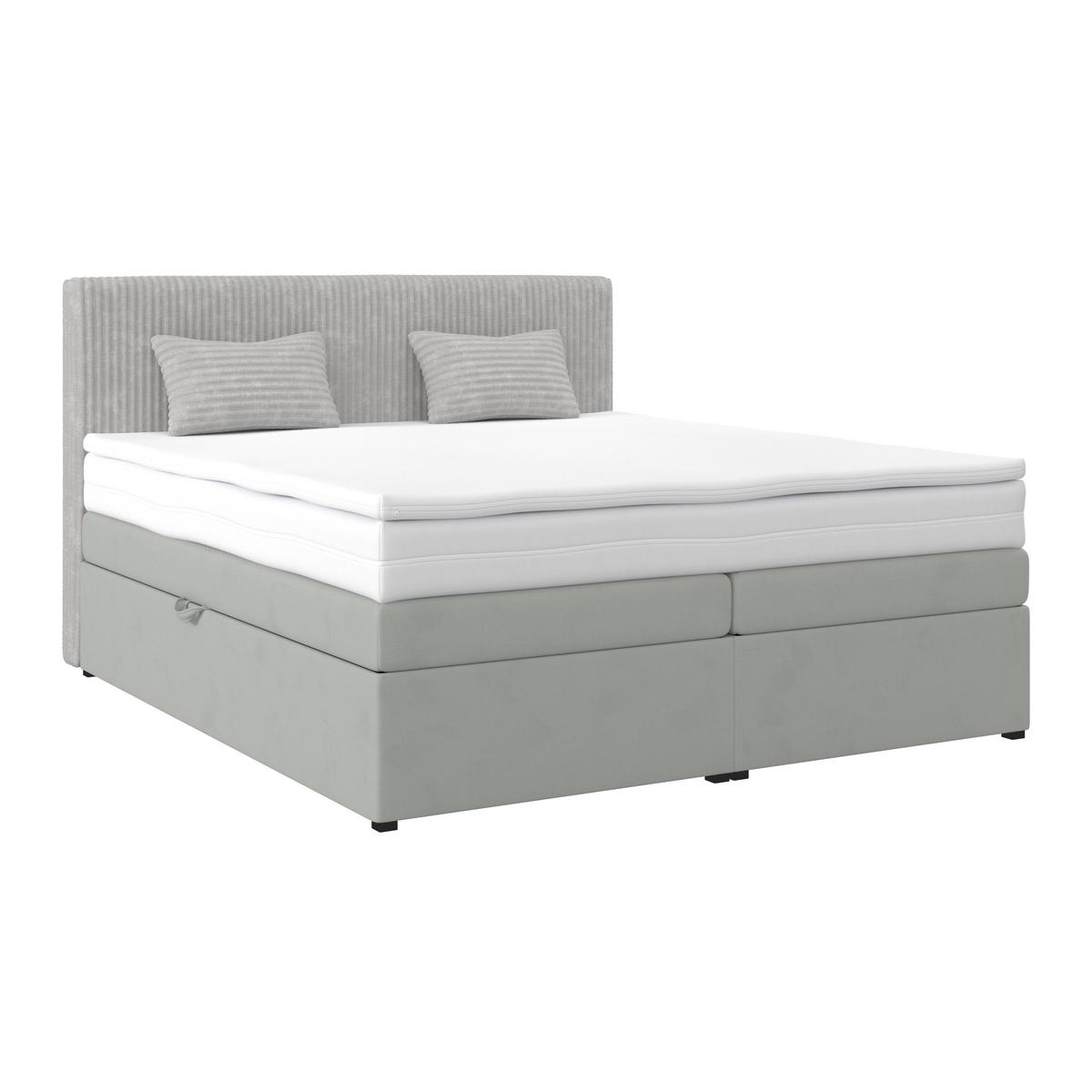 Boxspring Krevet Rossa - srebrne boje/crna, Moderno, drvni materijal/tekstil (160/200cm) - Modern Living