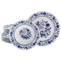 Jedilni Servis Flora, 12-Delni - modra/bela, Design, keramika - Creatable