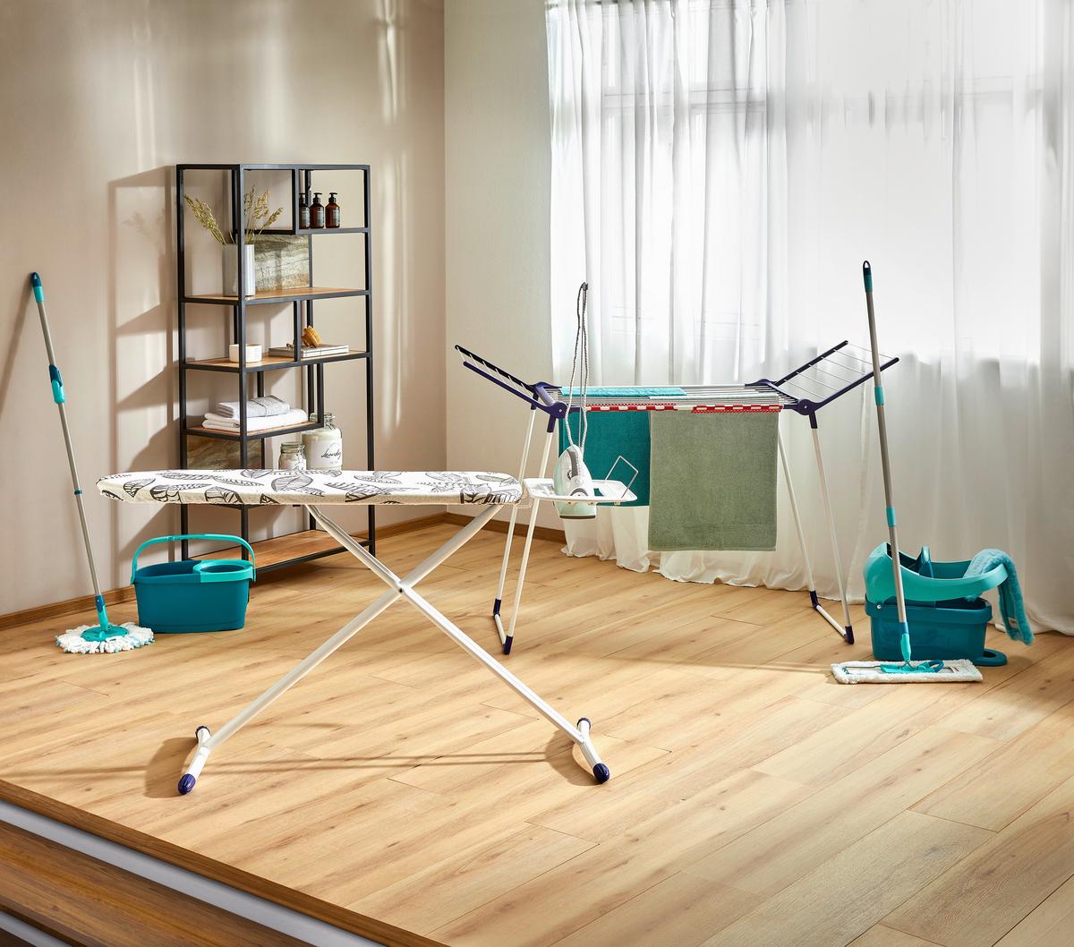 Bodenreinigungsset Leifheit-Clean Twist Disc Mop - Türkis/Weiß, KONVENTIONELL, Kunststoff/Textil (140cm) - Leifheit