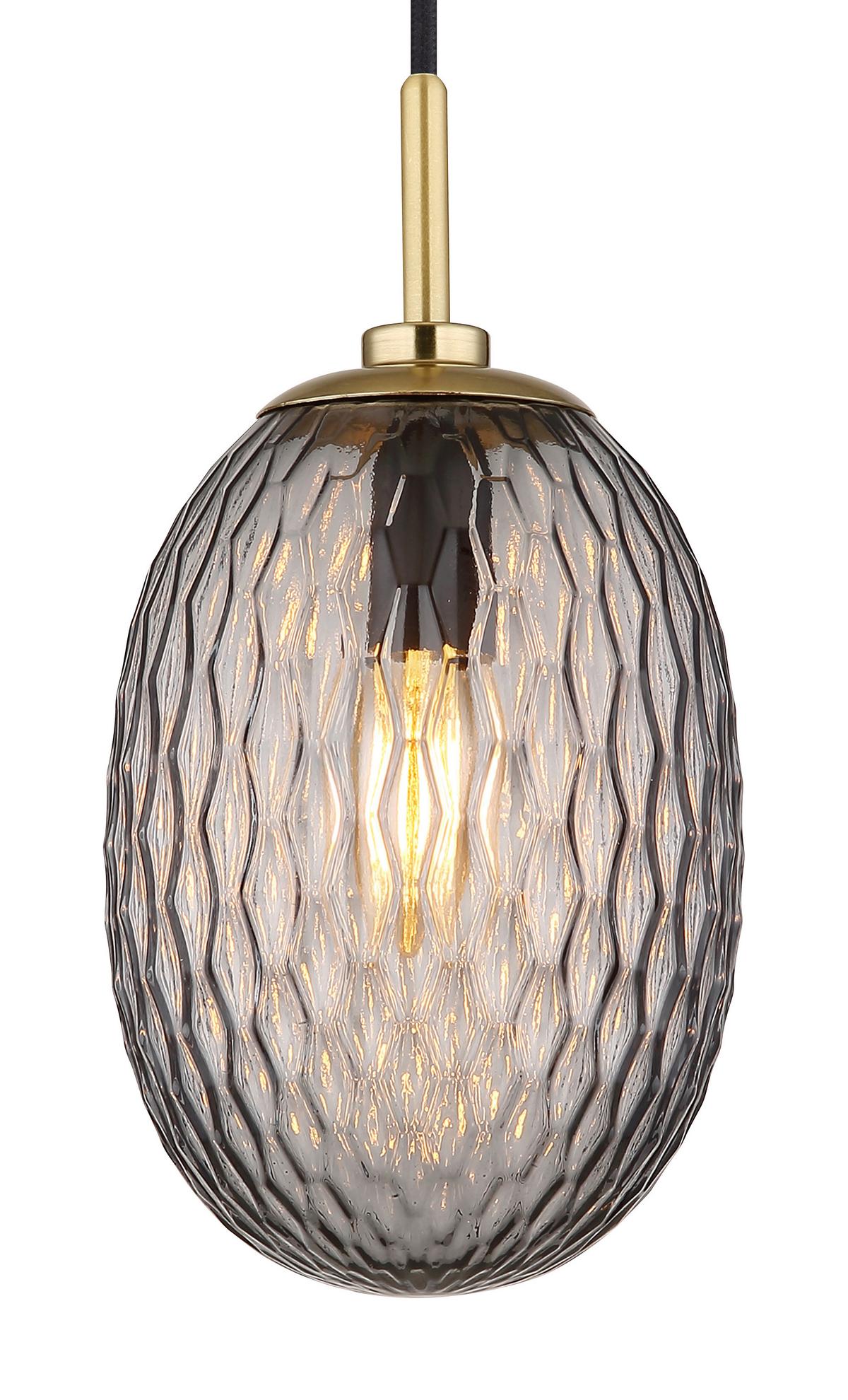 HÄNGELEUCHTE 15899H1 - Goldfarben/Schwarz, Basics, Glas/Textil (15/120cm) - Globo