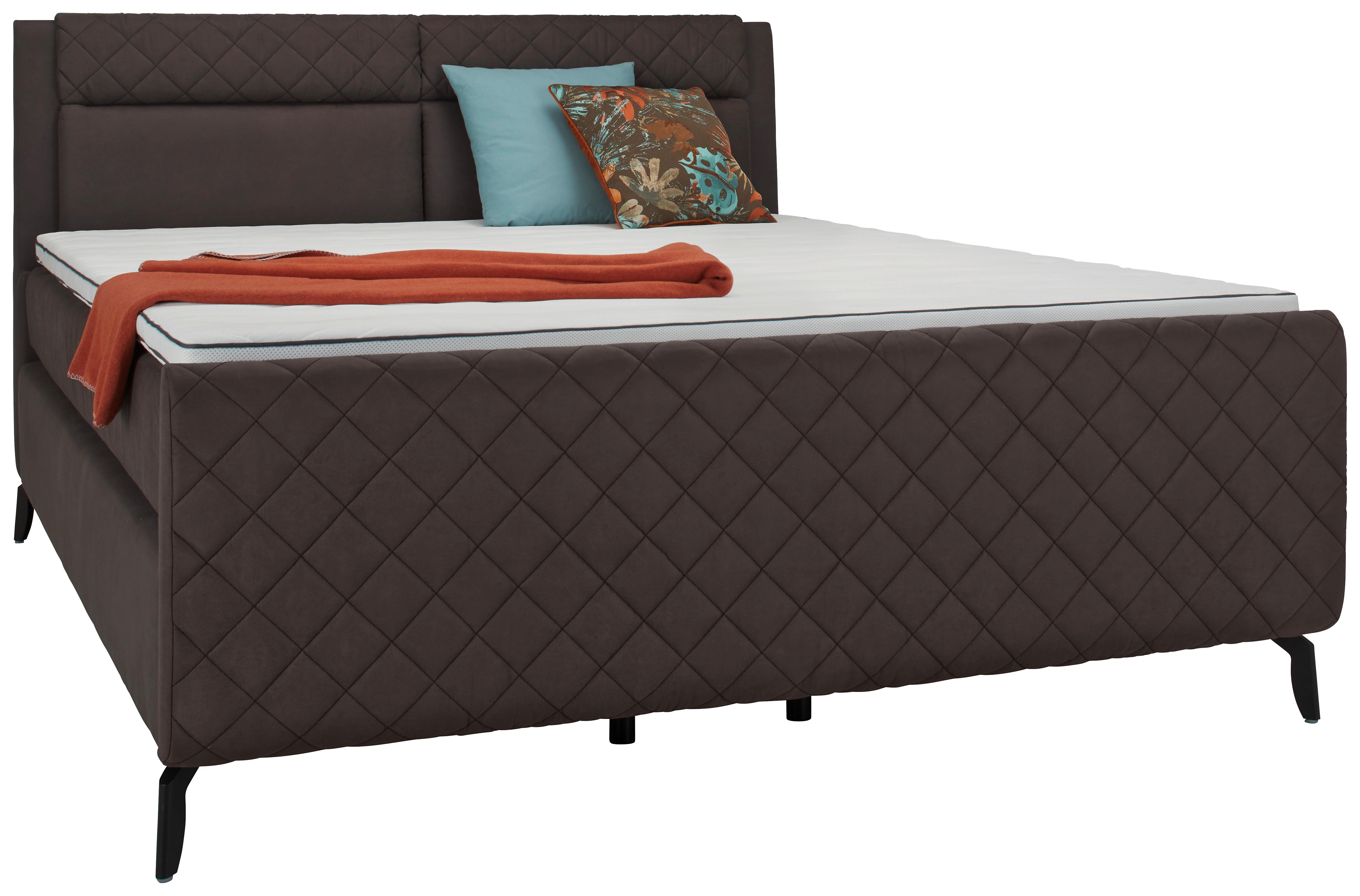 lit boxspring in Dunkelgrau ca. 160x200cm - noir/gris foncé, Konventionell, matière synthétique/textile (160/200cm) - Premium Living