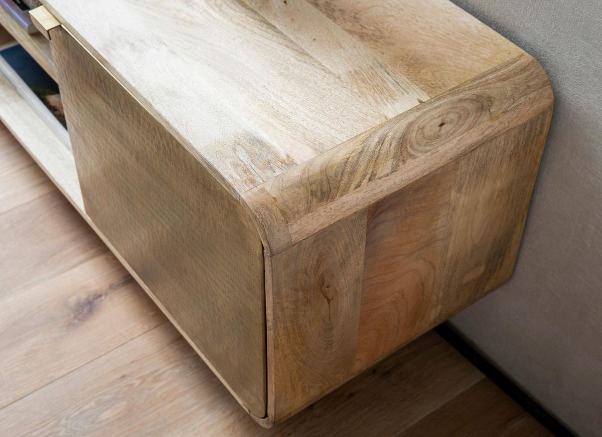 Nizka Omarica Mango, Pravi Les - zlate barve/črna, Design, kovina/les (160/55/41cm) - MID.YOU