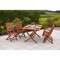 Gartentischgruppe Rio Holz 5-tlg. klappbar - Eukalyptusholzfarben, KONVENTIONELL, Holz - Gardenson