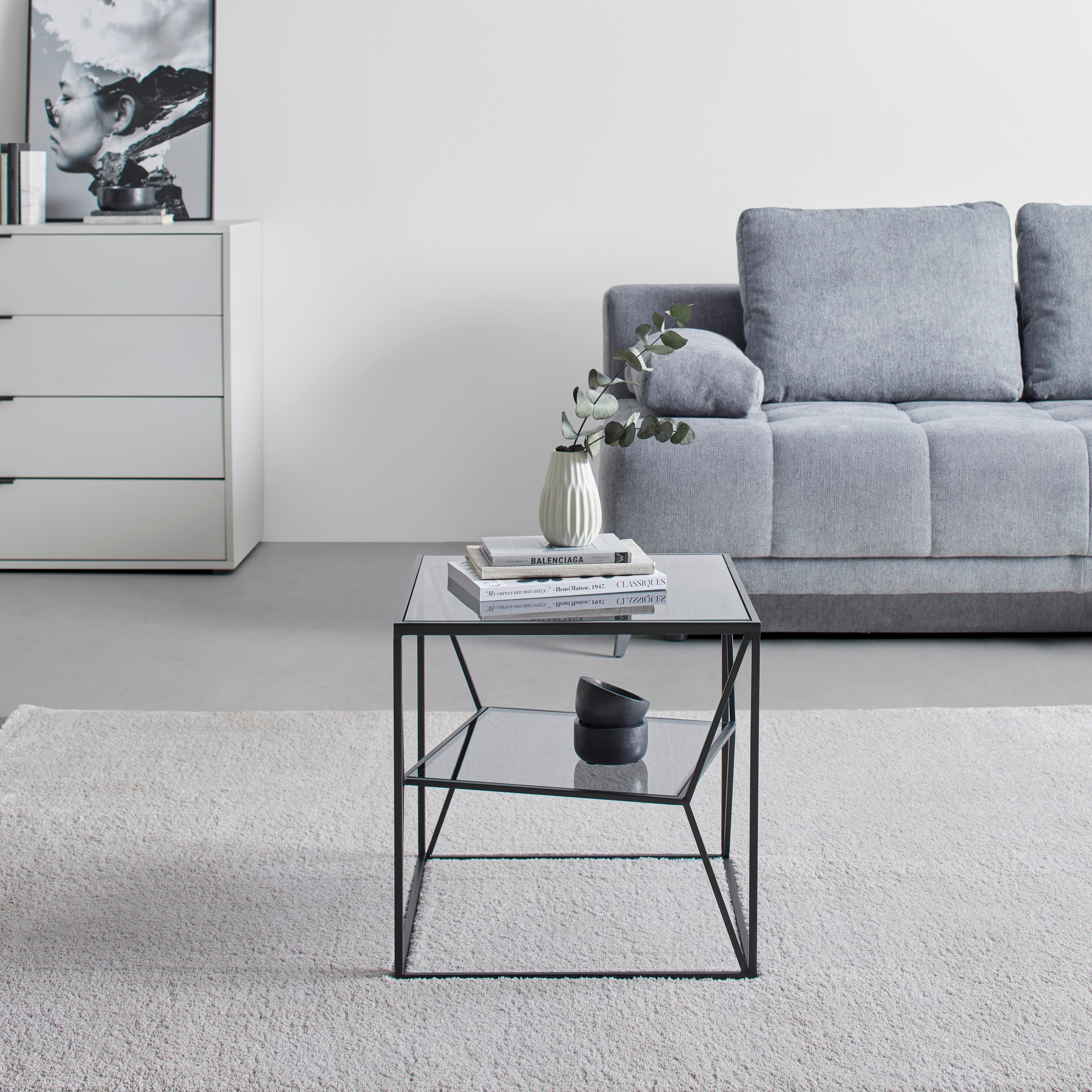 TABLE D'APPOINT ANGEL - gris/noir, MODERN, métal/verre (45/45/45cm) - Premium Living