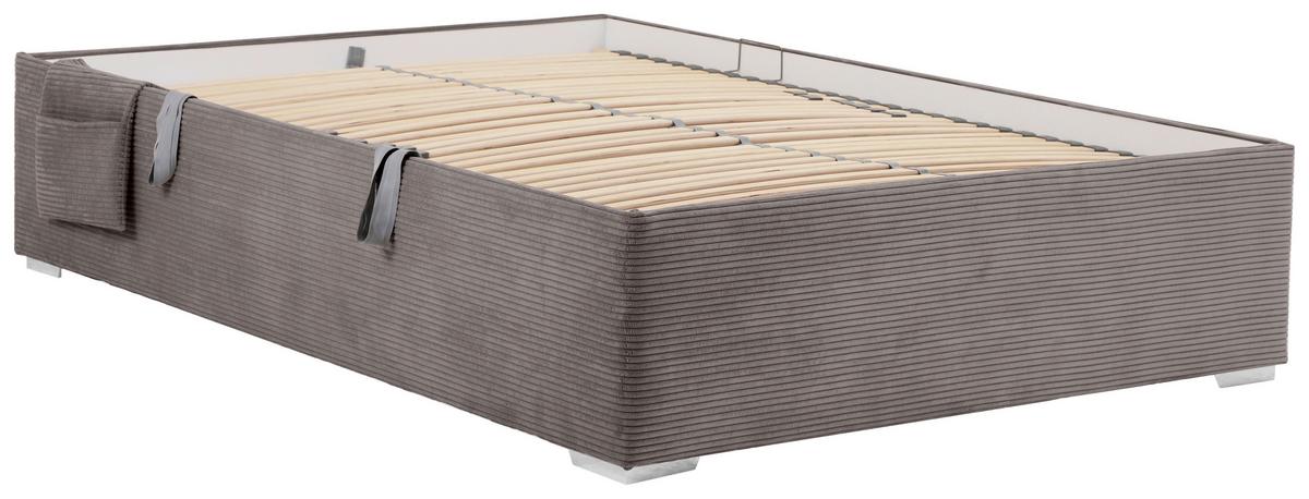 Bett Remi Grau ca. 140x200cm - Chromfarben/Naturfarben, KONVENTIONELL, Holz/Kunststoff (140/200cm) - Mömax