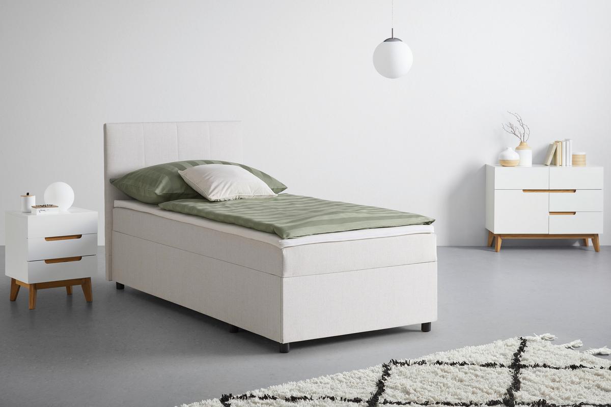 Boxbett Odin Creme ca. 120x200cm - Creme/Schwarz, KONVENTIONELL, Kunststoff/Textil (120/200cm) - Based