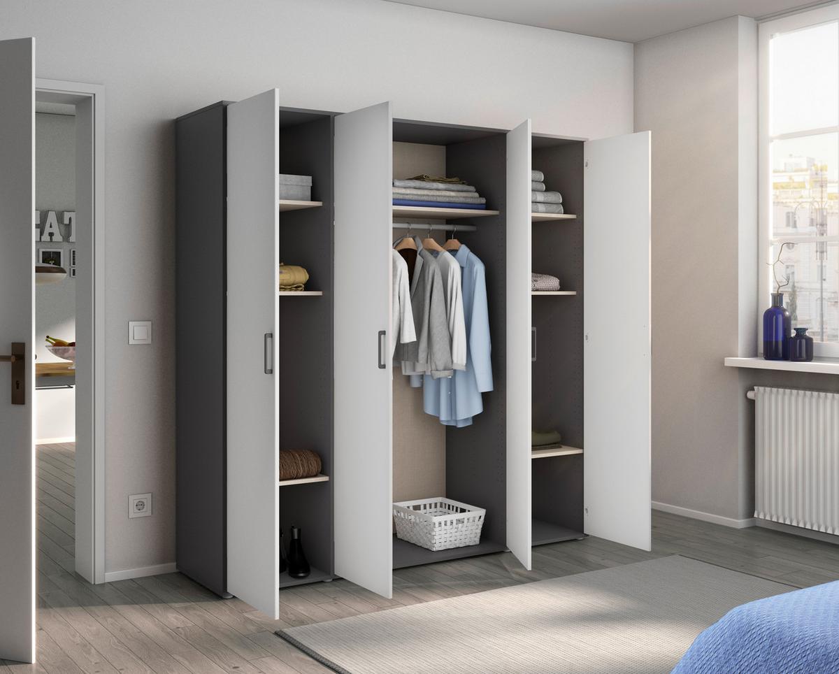 Ormar S Klasičnim Vratima Voyager - bijela/siva, Moderno, drvni materijal/plastika (187/194/53cm) - Modern Living