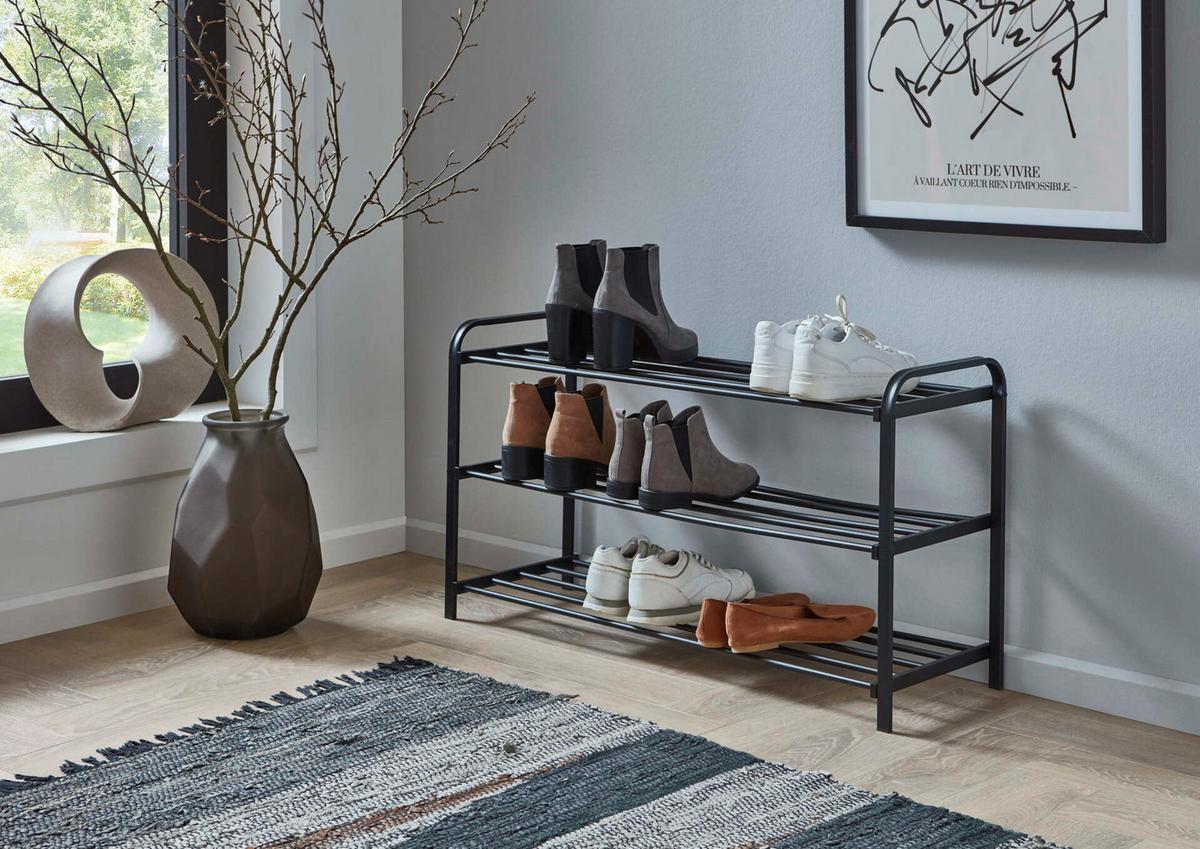 Regal Za Čevlje Lemgo, Črna - črna, Design, kovina (89/49/29cm) - MID.YOU