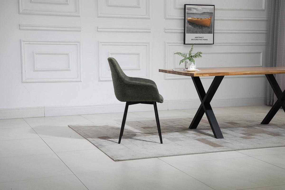 Set Naslanjačev Lena, Zelena, 2-Delni - črna/zelena, Moderno, kovina/tekstil (64/86/59cm) - Livetastic