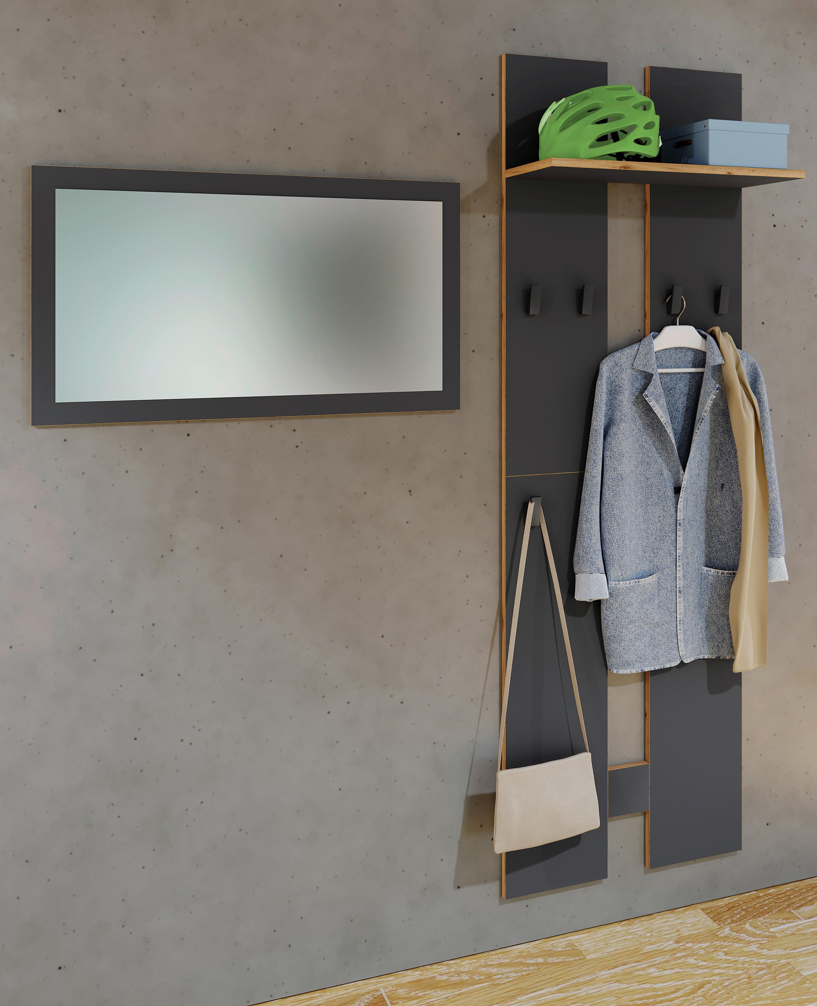 WANDGARDEROBE SALIA L - Honigeiche/Anthrazit, Design, Holzwerkstoff (57/170/20cm) - MID.YOU