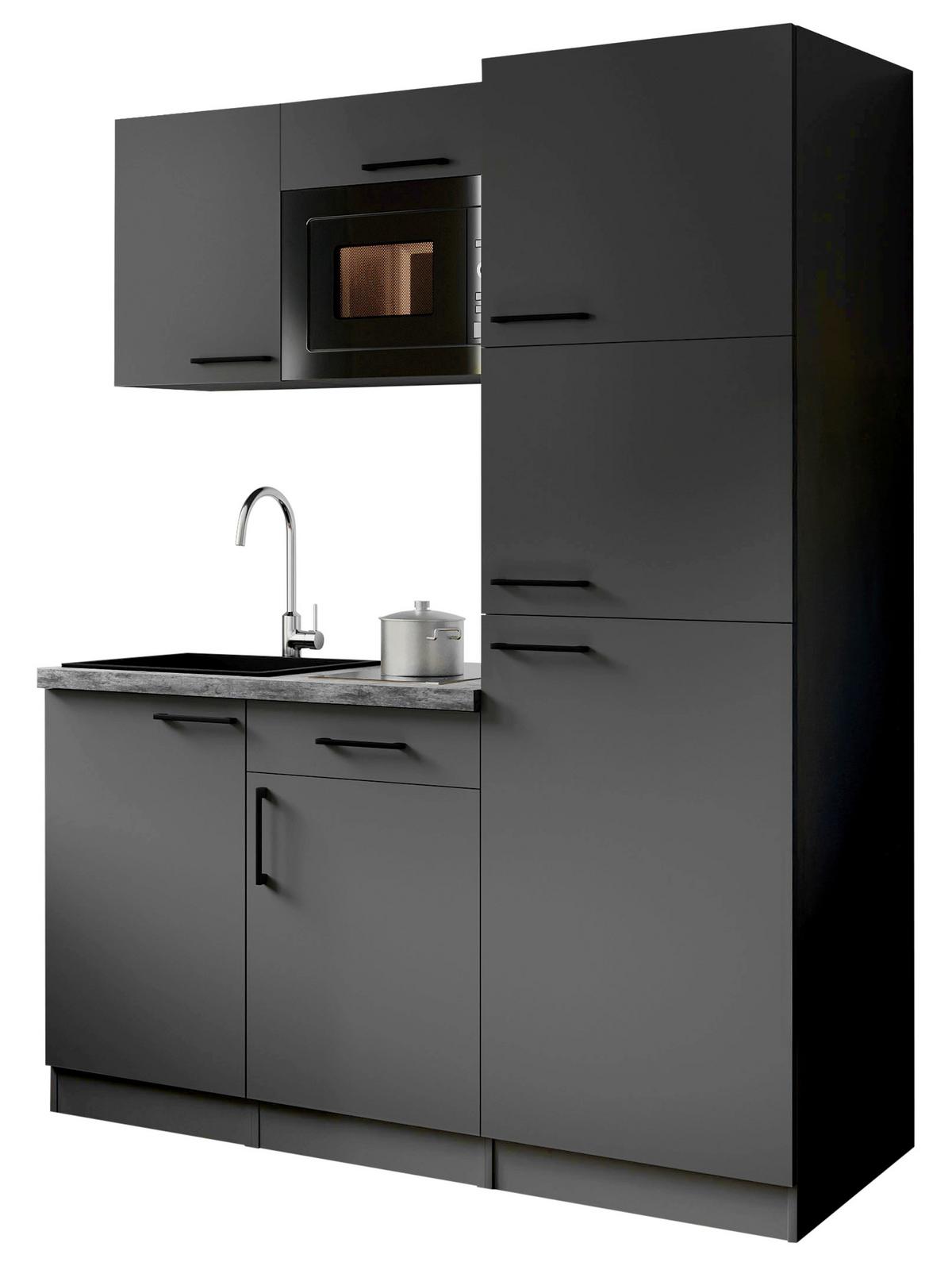 Küchenblock Oliver m. Geräten Grau - Grau, Trend, Holzwerkstoff/Metall (160cm) - Respekta