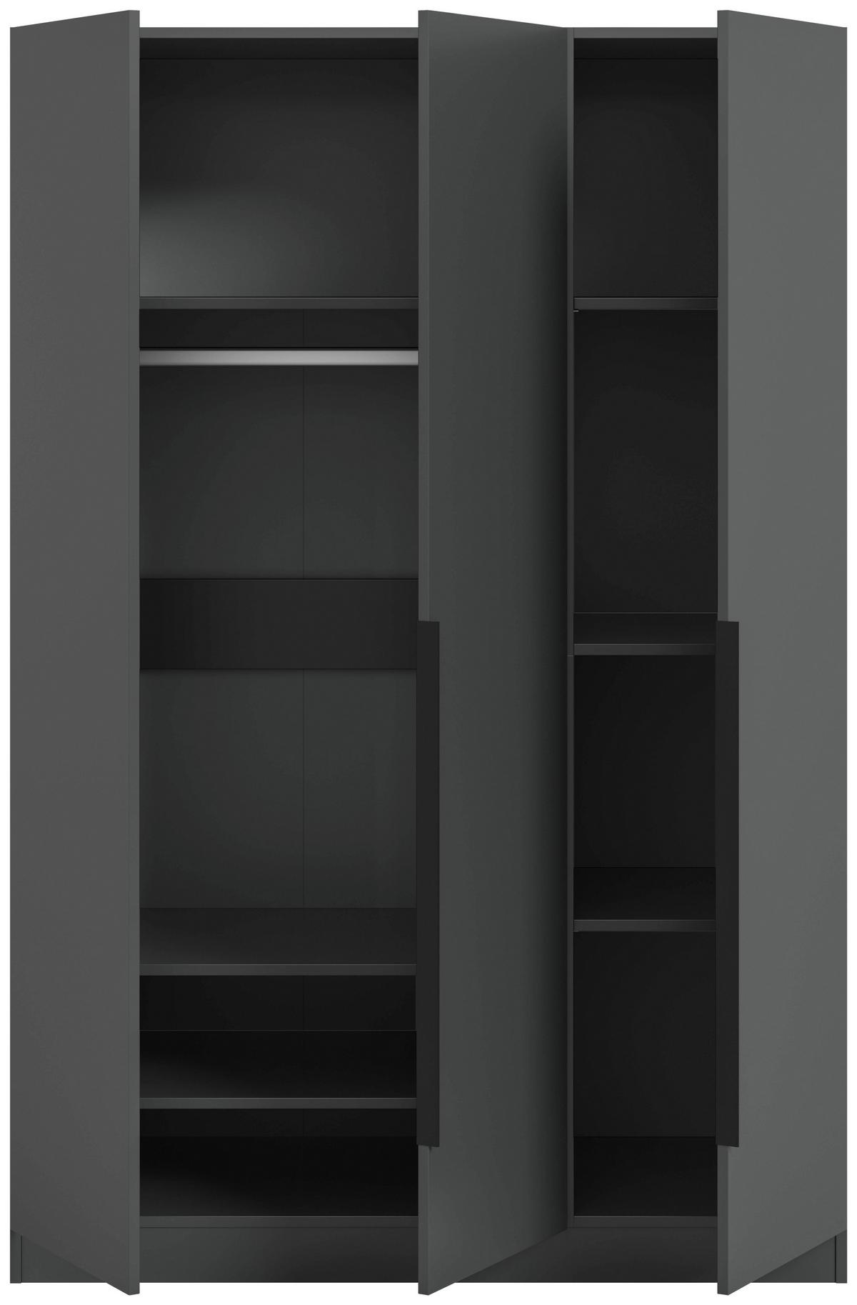 Drehtürenschrank KOPENHAGEN ca.120x181x52cm Anthrazit - Anthrazit/Schwarz, MODERN, Holzwerkstoff/Kunststoff (120/181/52cm) - MID.YOU