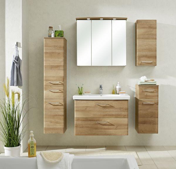 SZAFKA DOLNA PAULA - kolor dębowy/kolor chromowy, Konventionell, materiał drewnopochodny/szkło (30/72/33cm) - Xora