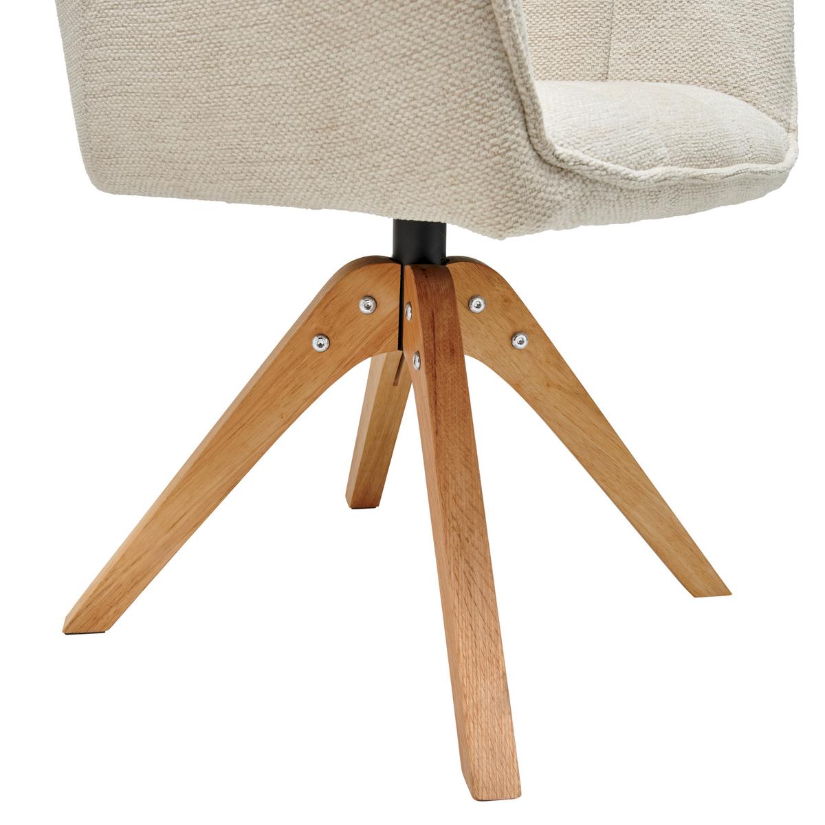 KRZESŁO Z PODŁOKIETNIKAMI KERRY - beżowy/kolor dębowy, Lifestyle, drewno/tkanina (61/85/63cm) - MID.YOU