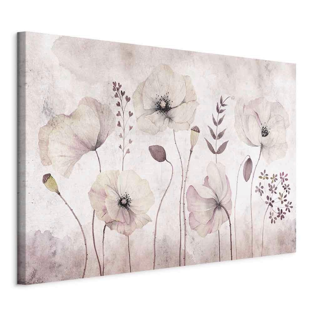 Slika Na Platnu Floral Moment - barve kapučina/sivobela, Basics, tekstil/leseni material (60/40/1,2cm) - artgeist