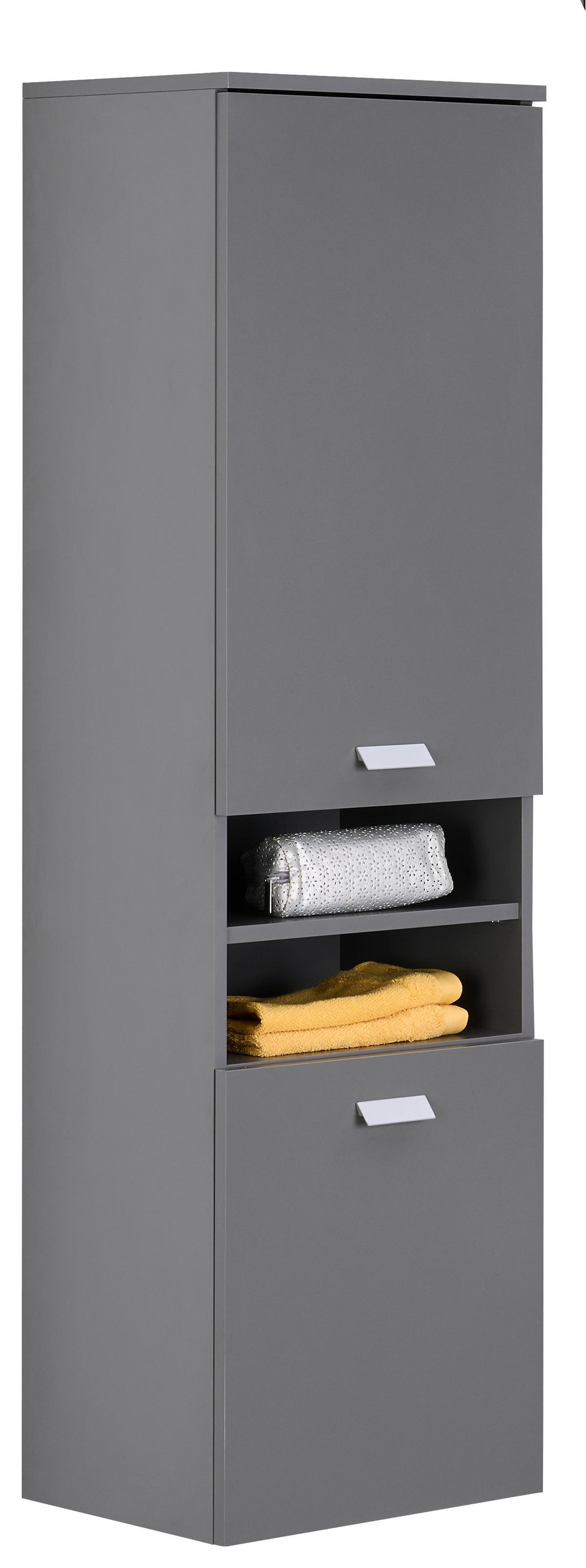 SZAFKA ŚREDNIA MONA - kolor srebrny/szary, Modern, materiał drewnopochodny/metal (40,3/138,3/32cm) - Stylife