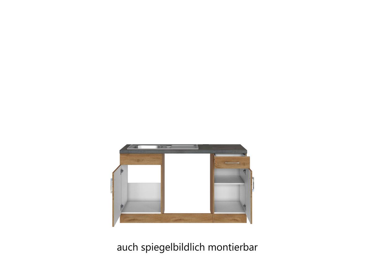 Eckküche Winkelblock ohne Geräte ca. 210x270 cm Eiche - Eichefarben/Anthrazit, MODERN, Holzwerkstoff/Metall (210/270cm) - Held