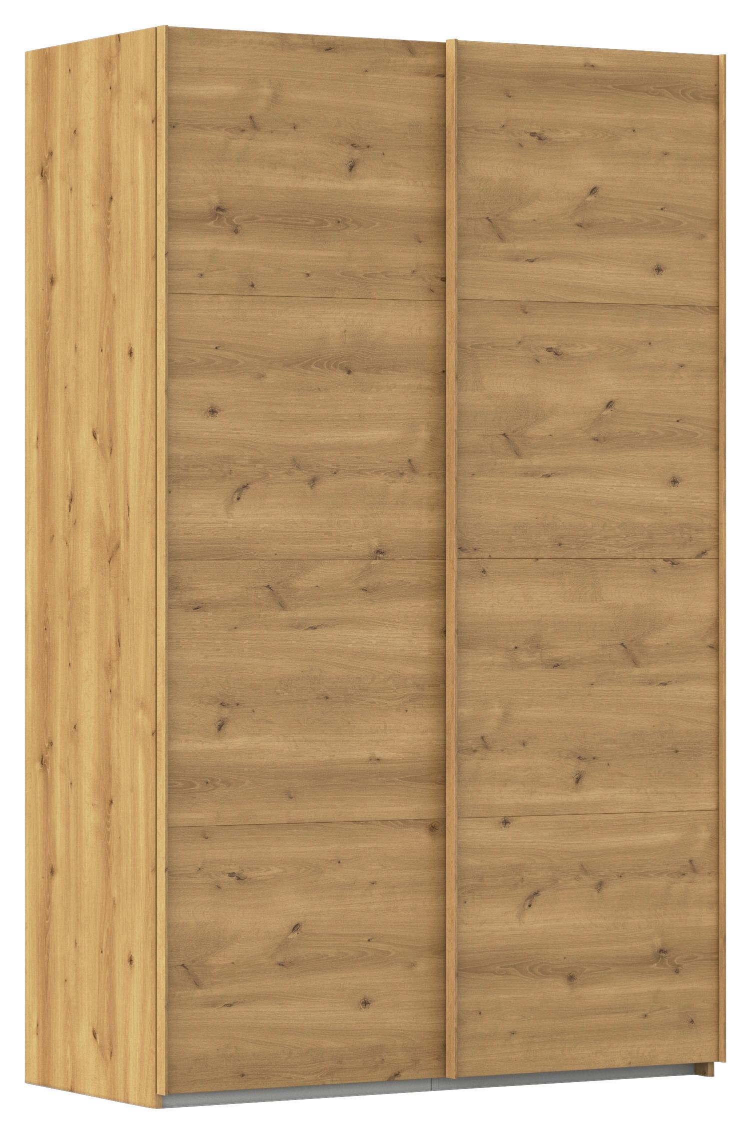 Omara Z Drsnimi Vrati Evelyn, Barva Hrasta - barve hrasta, Design, umetna masa/leseni material (137/223/68cm) - Novel