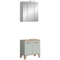 Badezimmer Star 3-tlg. ca. 60 cm Eiche/Graugrün - Graugrün/Eiche San Remo, MODERN, Holzwerkstoff/Kunststoff (60cm) - MID.YOU