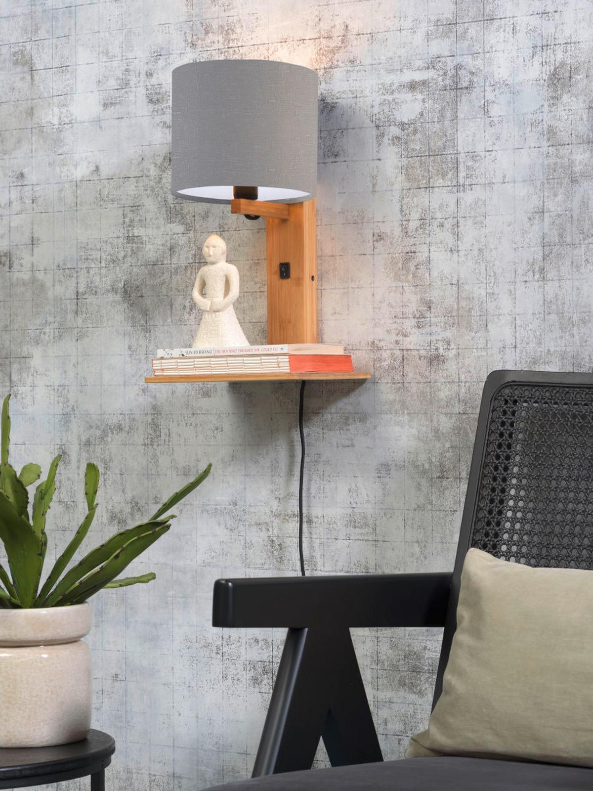 Stenska Svetilka Andes, Svetlo Siva, Bambus - naravne barve/svetlo siva, Trend, tekstil/les (19/24/36cm) - Good & Mojo