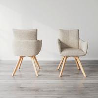 Armlehnstuhl Teresa Hellgrau Drehbar Gepolstert - Hellgrau/Naturfarben, MODERN, Holz/Textil (60/92,5/61cm) - Bessagi Home