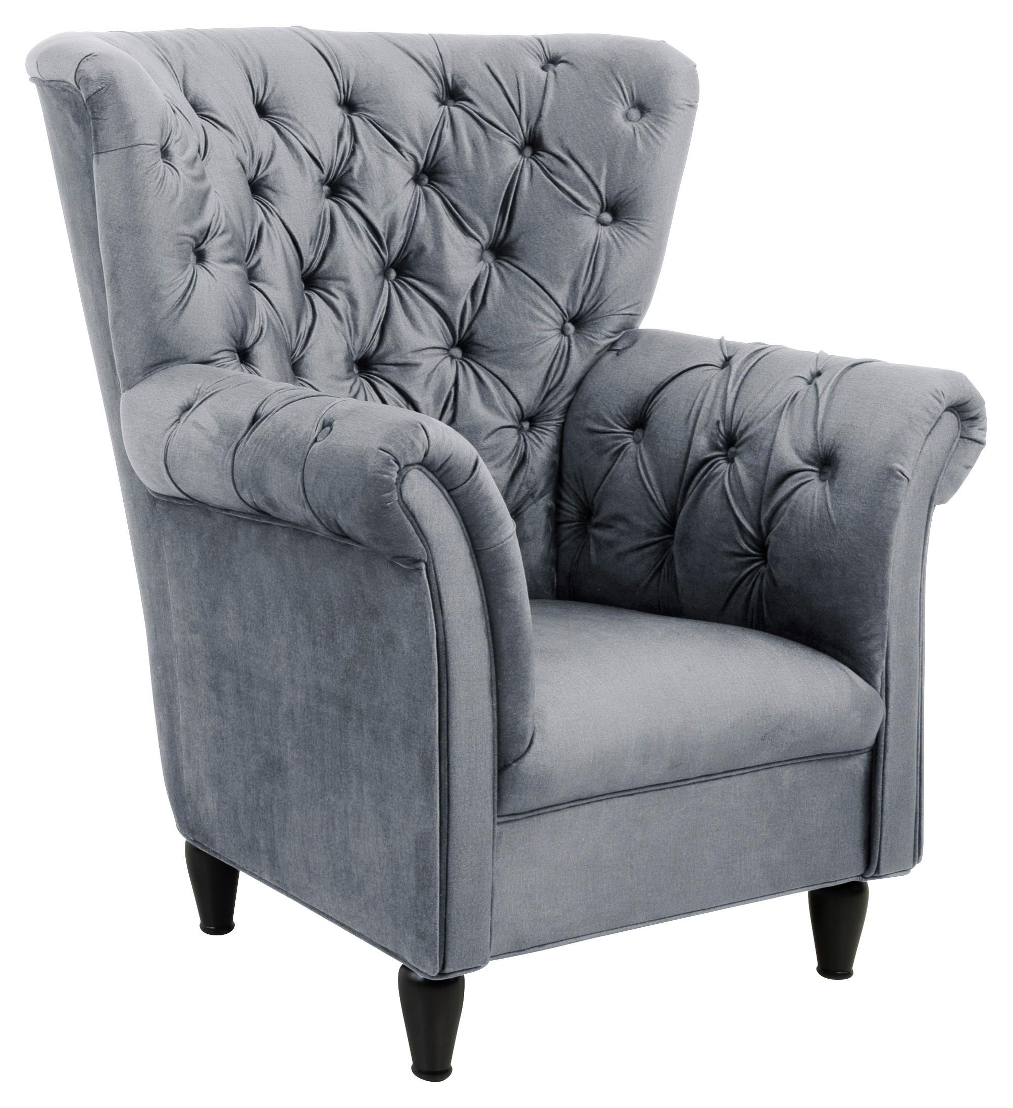 Fotelj Cupido, Siva - siva/črna, Design, tekstil/les (96/112/86cm) - MID.YOU