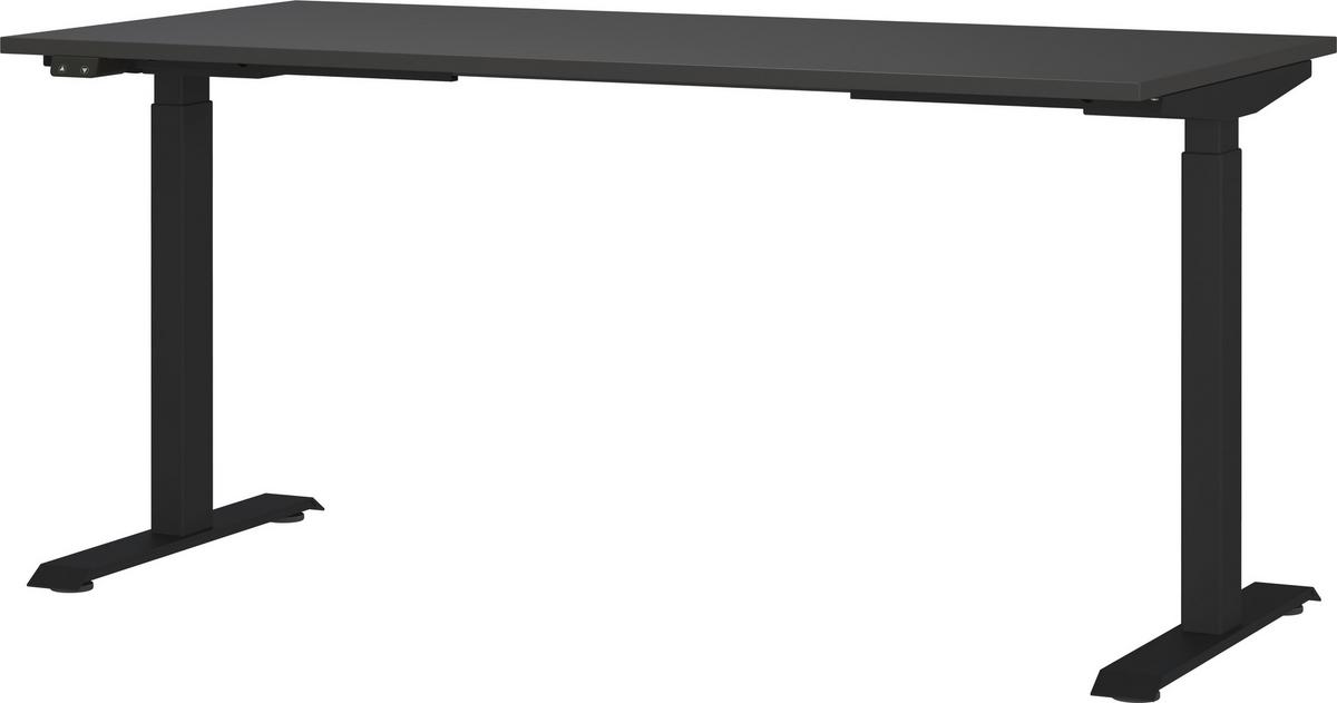 Schreibtisch Ribera in Graphitfarben/Schwarz - Graphitfarben/Schwarz, MODERN, Holzwerkstoff/Metall (160/80/72-120cm) - Premium Living
