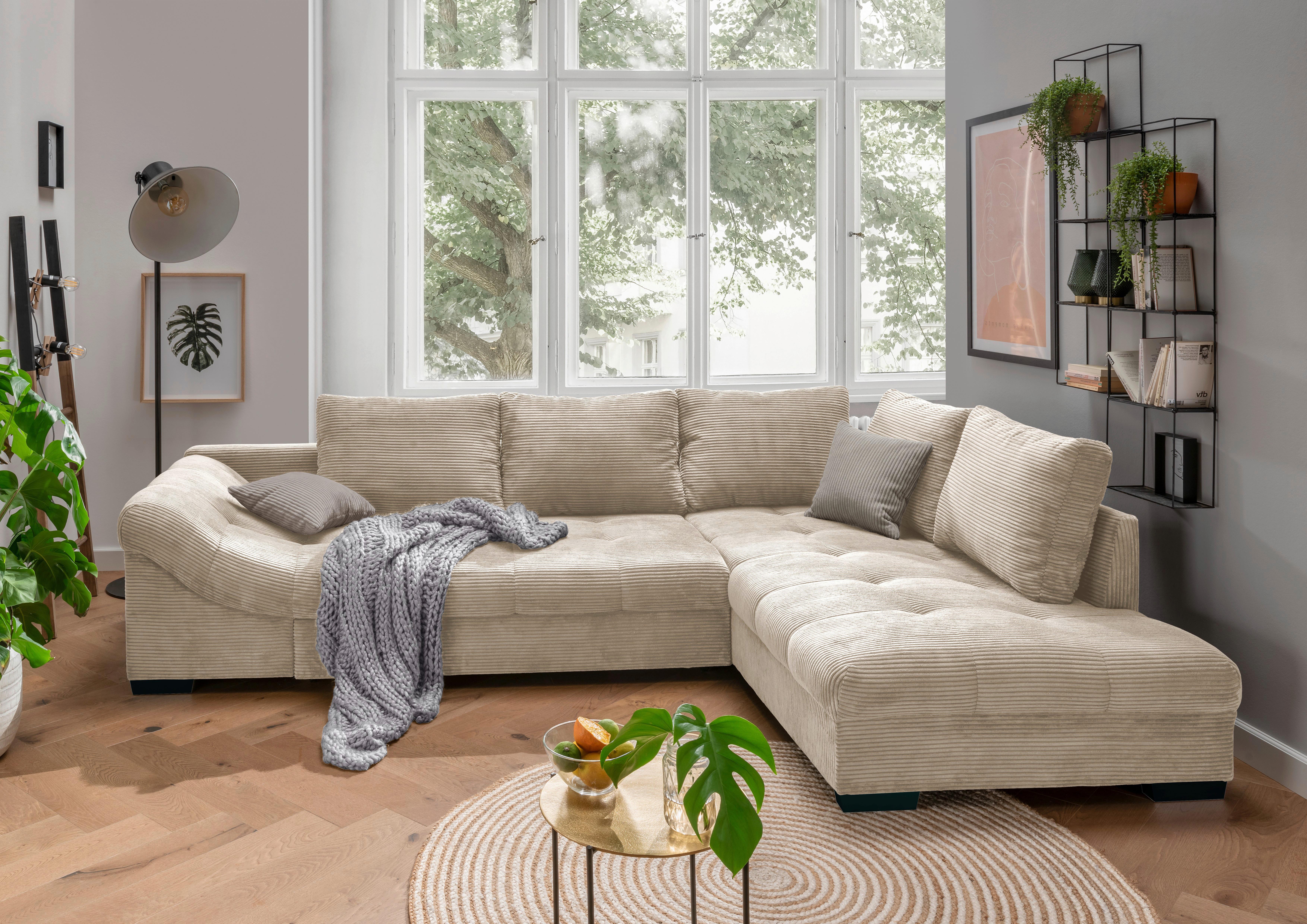 HÖRNSOFFA ALVITO - beige/brun, Design, trä/textil (298/202cm) - P & B