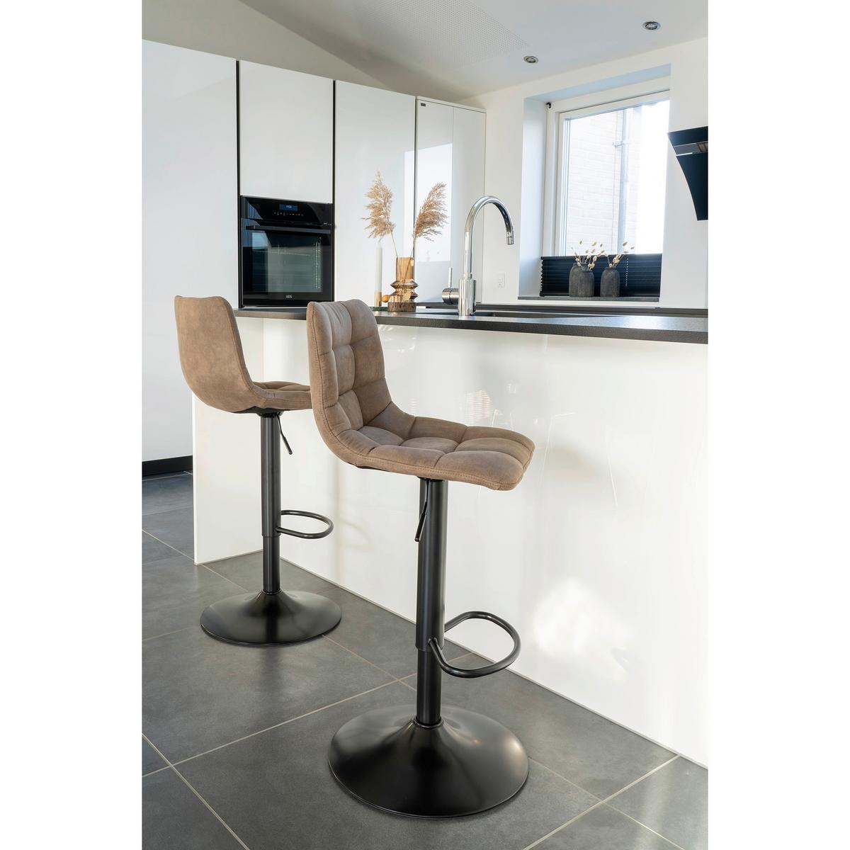 Barhocker-Set Middelfart 2er-Set Hellbraun/Schwarz - Hellbraun/Schwarz, MODERN, Textil/Metall (43/88-108/45cm) - MID.YOU