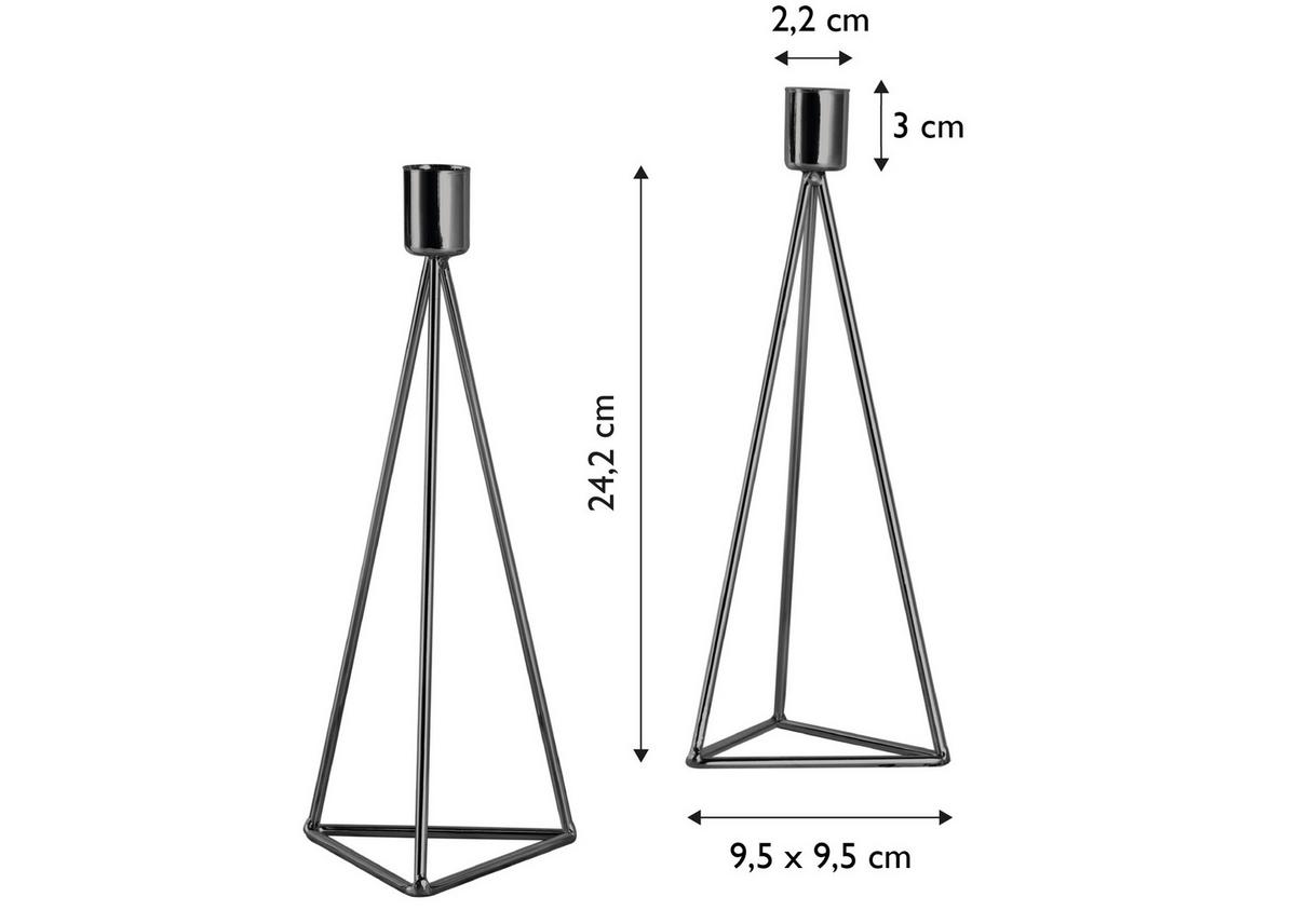 Kerzenhalter-Set Schwarz - Schwarz, Basics, Metall (9,5/24,2cm) - Echtwerk