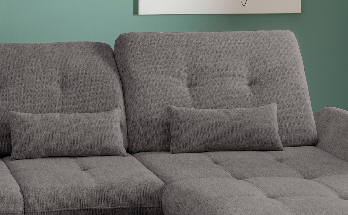 Wohnlandschaft Dalida Braun/Grau Chenille - Chromfarben/Braun, Design, Textil/Metall (254/376/195cm) - Livetastic