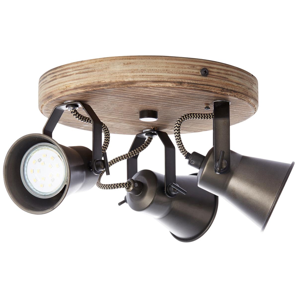 Deckenleuchte Seed Schwarz/Hellbraun max. 5 Watt - Hellbraun/Schwarz, Natur, Holz/Metall (28/13cm) - Brilliant