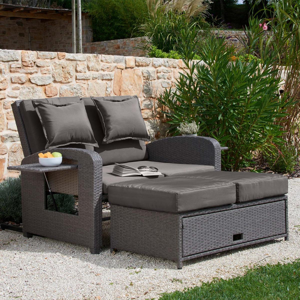 Vrtna Zofa Bahia Rondo, Rjava, Siva, Raztegljiva - siva/rjava, Moderno, kovina/umetna masa (117/95/74cm) - Greemotion