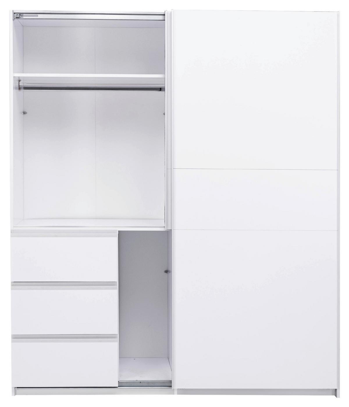 Omara Z Drsnimi Vrati Wilma, Bela - bela, Moderno, kovina/leseni material (175/210/61,5cm) - P & B