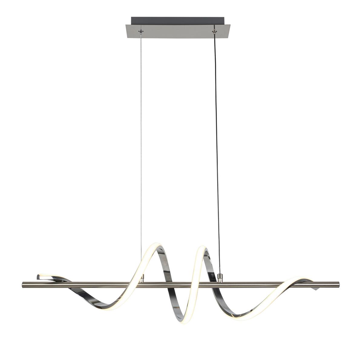 LED-Hängeleuchte Lina Chrom-/Nickelfarben max. 20 W - Chromfarben/Nickelfarben, MODERN, Kunststoff/Metall (20/80/120cm) - Mömax