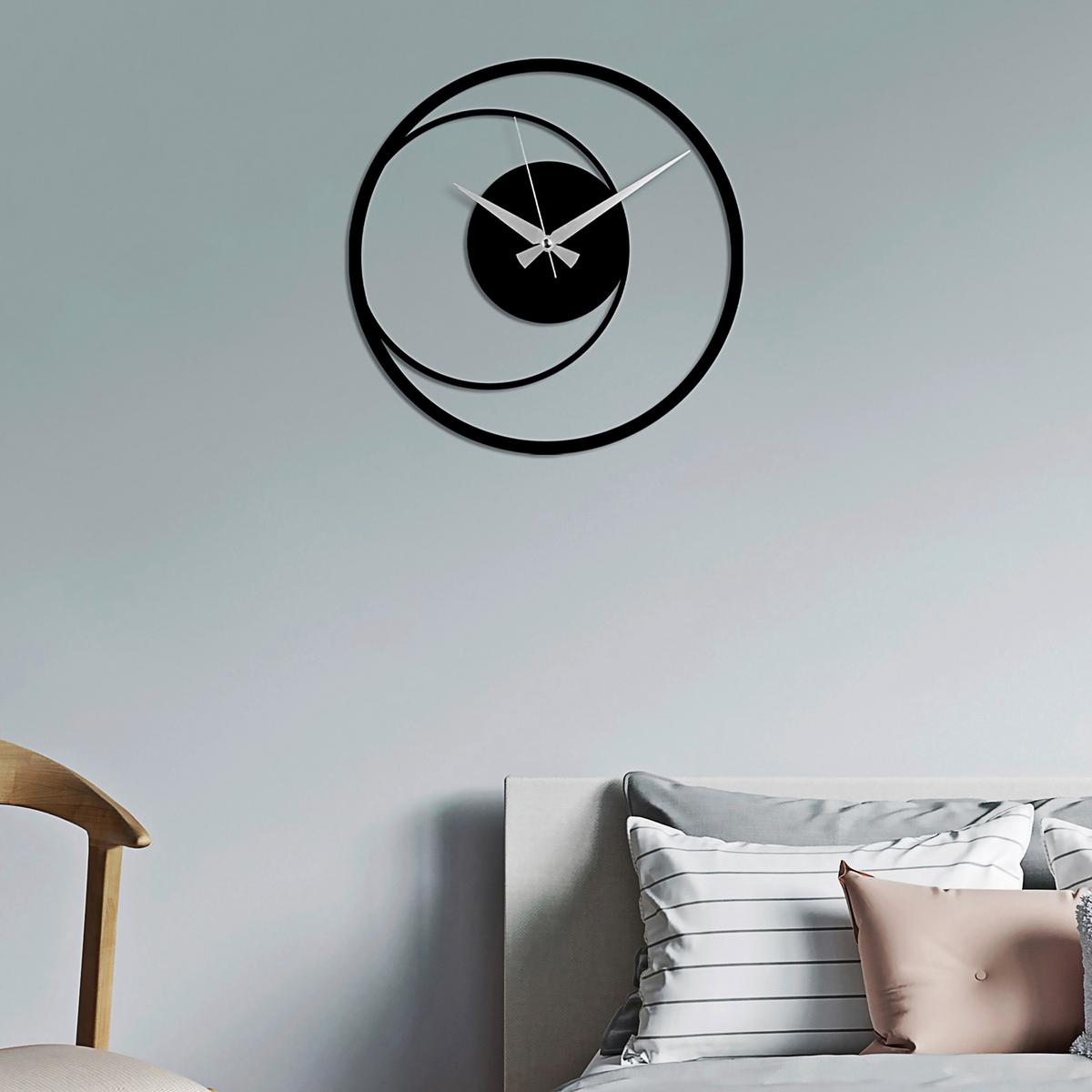 ZEGAR ŚCIENNY CIRCLE 15 - czarny, Lifestyle, metal (49/49/0,15cm)