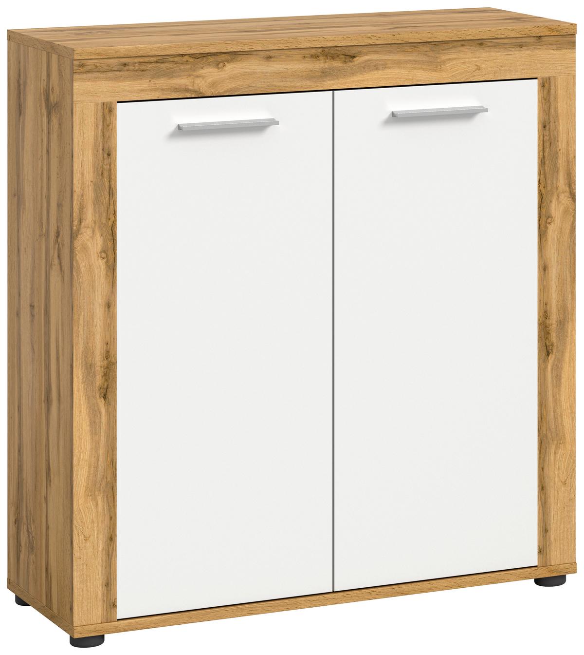 Komoda Jam - bijela/srebrne boje, Design, drvni materijal/plastika (80/88/35cm) - Modern Living