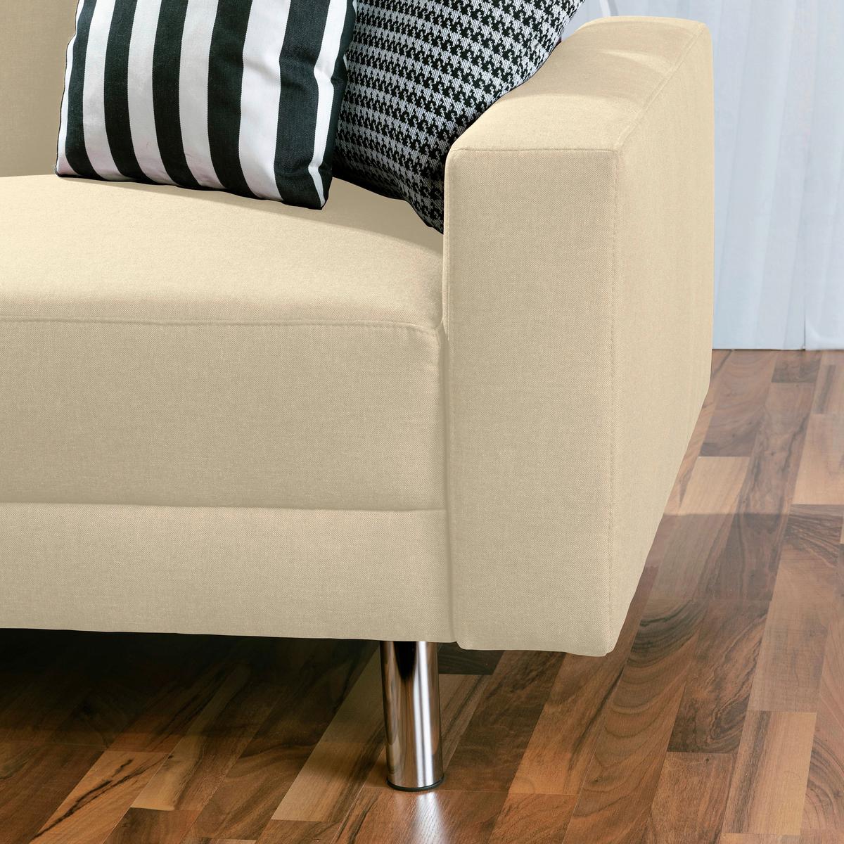 ECKSCHLAFSOFA JUST FASHION - Chromfarben/Beige, KONVENTIONELL, Textil/Metall (152/230cm) - Max Winzer