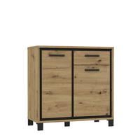 Komoda Trondheim, Barva Hrasta, Črna - črna/barve hrasta, Moderno, kovina/umetna masa (91,4/91,2/41,5cm) - MID.YOU