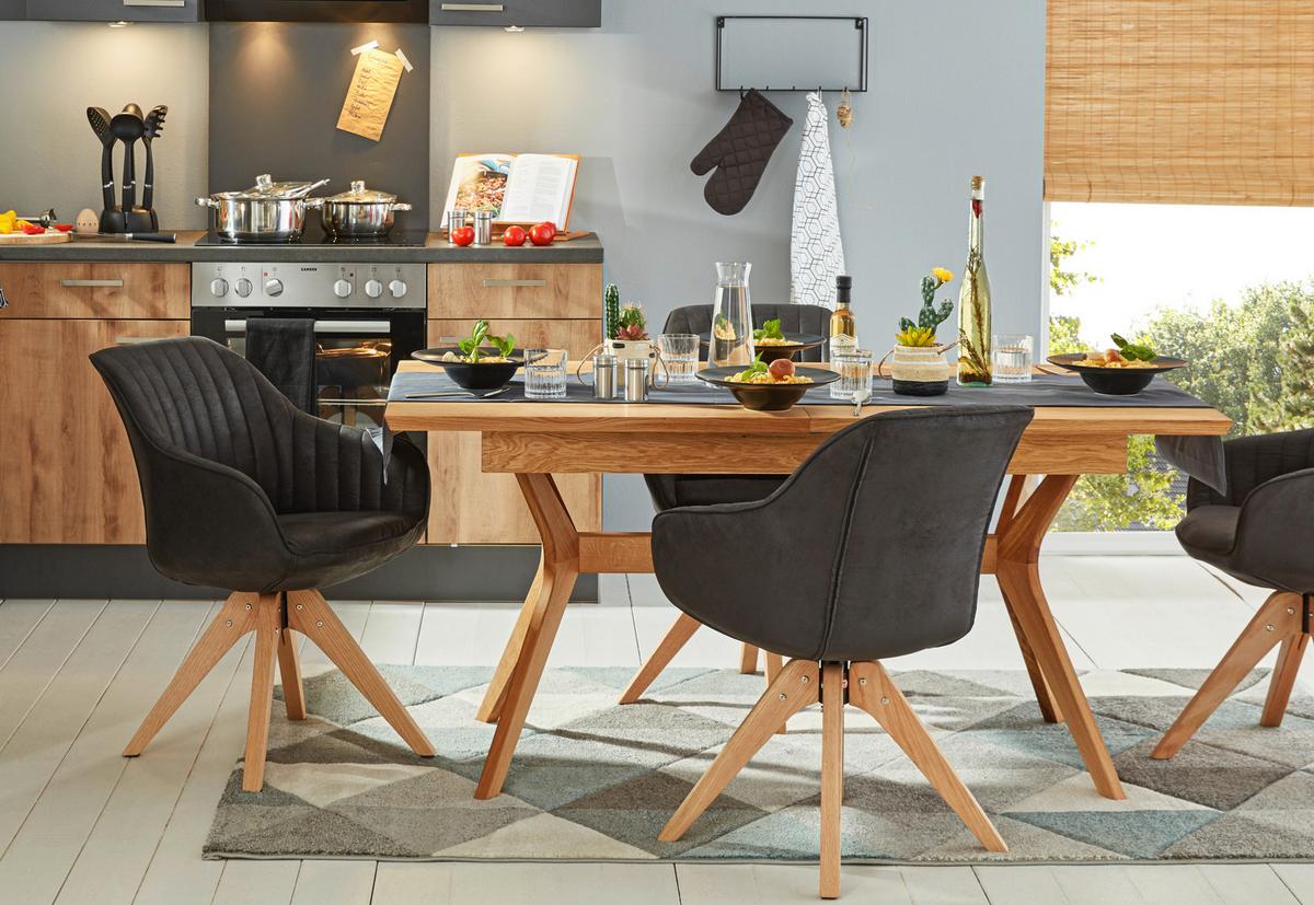 Eckküche inkl. 4 E-Geräte PN100/80 - Eichefarben/Dunkelgrau, MODERN, Holzwerkstoff (265/215cm) - Pino