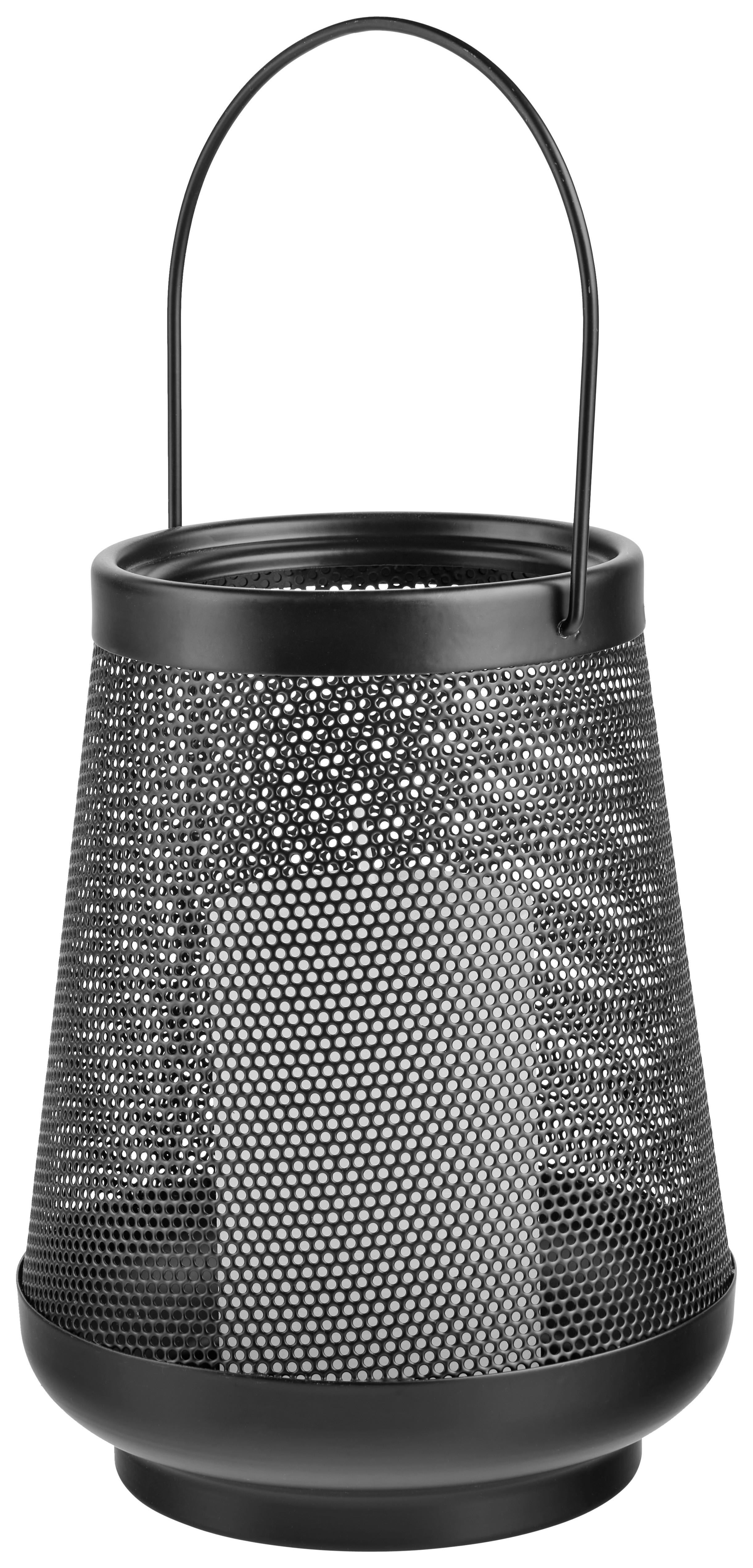 Laterne Theo in  Schwarz Ø ca. 15cm - Schwarz, MODERN, Metall (15/19,5cm) - Modern Living