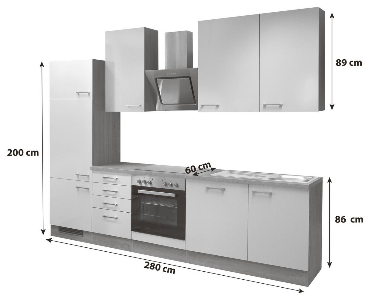 Küchenblock in Kaschmir/ Sonoma Eiche 'Nepal' - Kaschmir/Edelstahlfarben, MODERN, Holzwerkstoff/Metall (280cm) - FlexWell