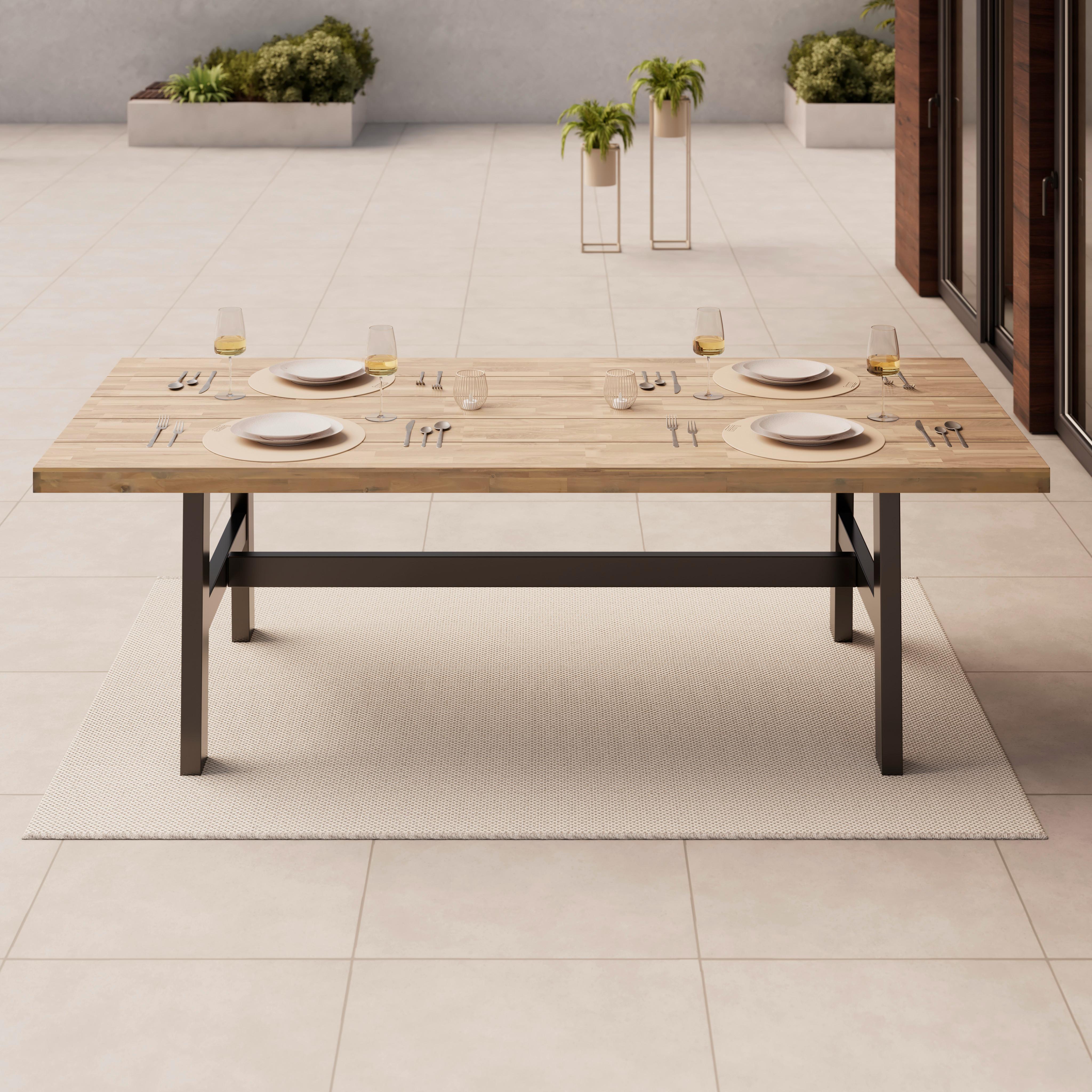 Vrtna Miza Selma, Akacija, 100x240 - črna/barve akacije, Moderno, kovina/les (240/100/75cm) - Mömax