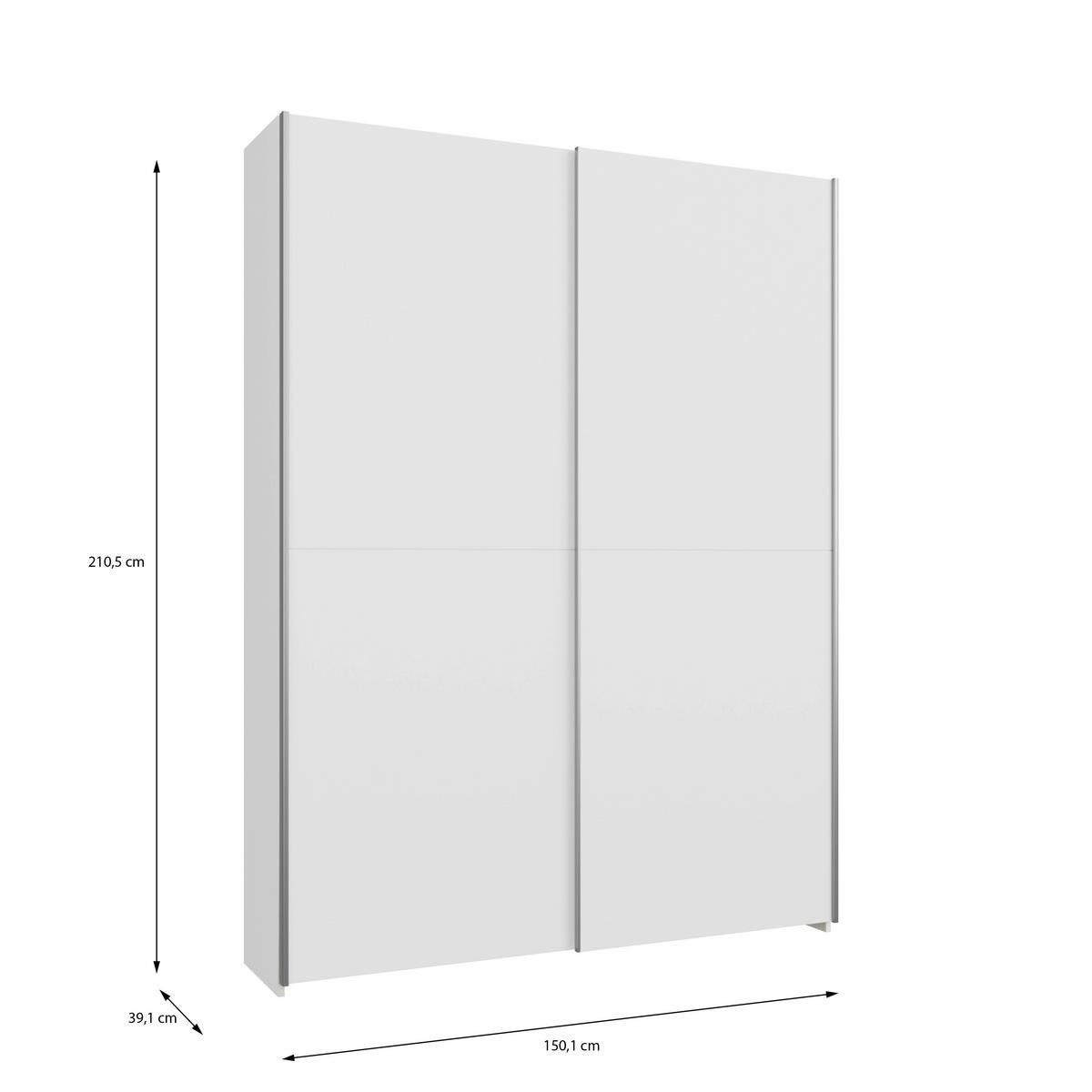 Ormar S Kliznim Vratima Home Nook - bijela/boje aluminija, Basics, drvni materijal/metal (150,1/210/39,1cm) - Modern Living