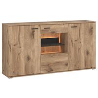 VITRINĂ PARDOO - culoare lemn stejar/antracit, Trend, sticlă/material pe bază de lemn (160/86,9/50cm) - Modern Living