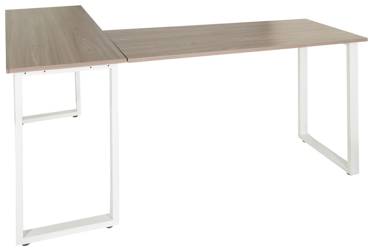 Kotna Pisalna Miza Workspace Basic I, Siva, Bela - siva/bela, Basics, kovina/leseni material (165/120/75cm) - MID.YOU