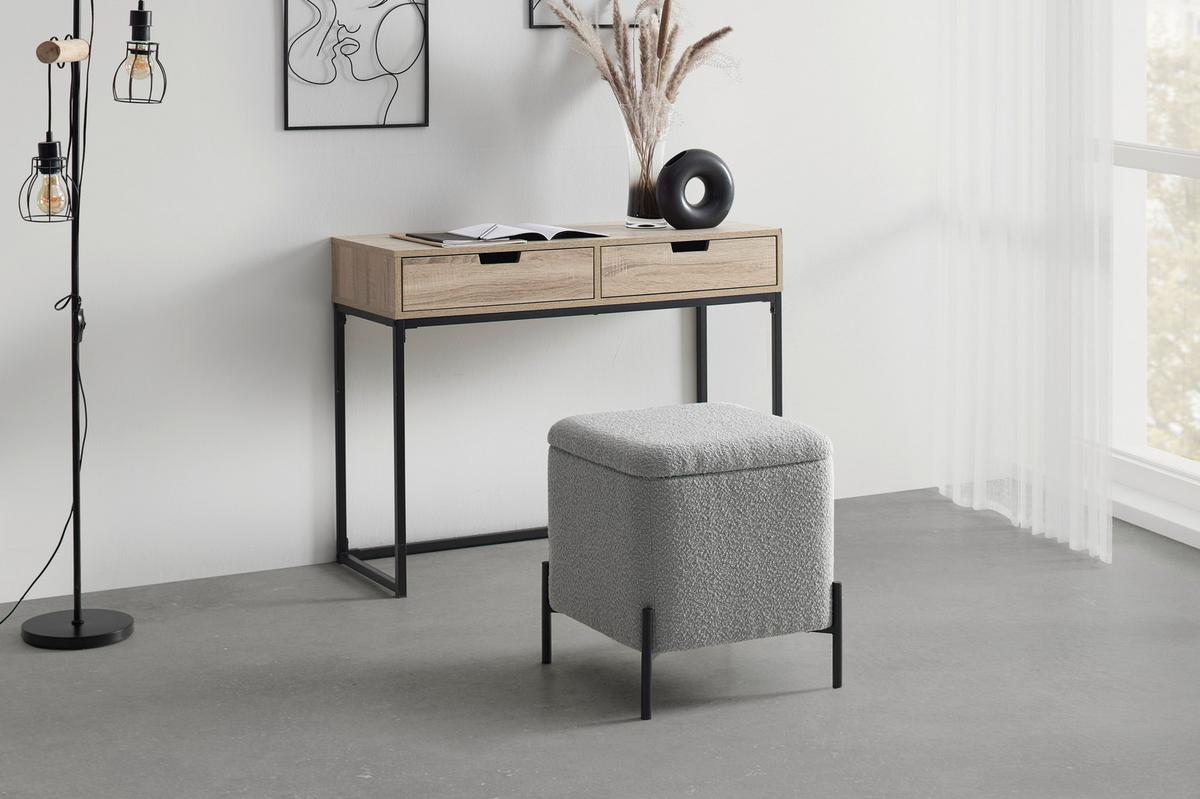 Hocker Mixo Grau - Schwarz/Grau, MODERN, Holzwerkstoff/Textil (43/50/43cm) - Mömax