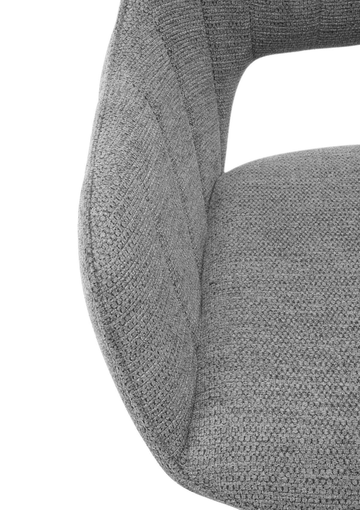 chaise accoudoirs in Grau - gris/couleur inox, Lifestyle, métal/textile (62/88/63cm) - Premium Living