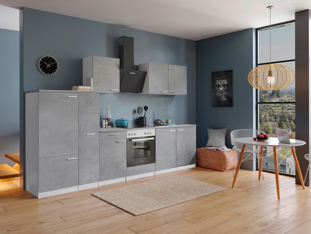 Kuhinjski Blok Z Aparati Malia, 300cm - barve nerjavečega jekla/siva, Basics, kovina/leseni material (300cm) - Respekta